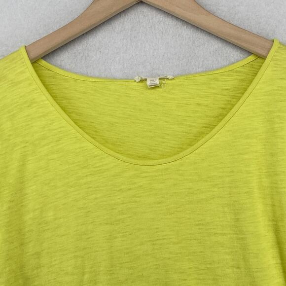 EILEEN FISHER Top XL Slub Organic Cotton Jersey Scoop Neck Dolman Sleeve Yellow - Picture 4 of 14